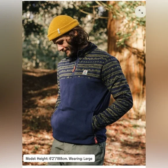 Passenger Men’s Set Off Polar 1/4 Zip Fleece in Mountain Geo Khaki , size M - Picture 1 of 13